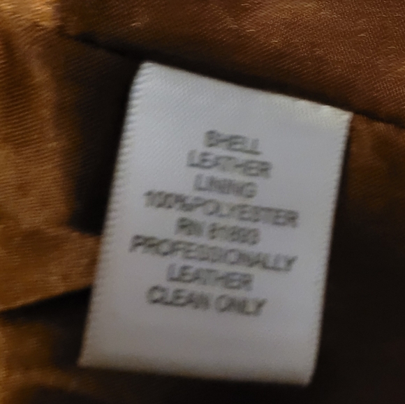 QVC's Denim & Co Cognac Brown Zip Front Leather Jacket Petite Large NWOT - Picture 8 of 8